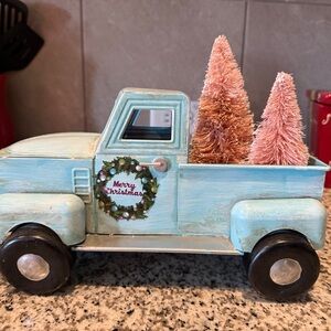 Charming Blue Holiday Decor with Pink Trees